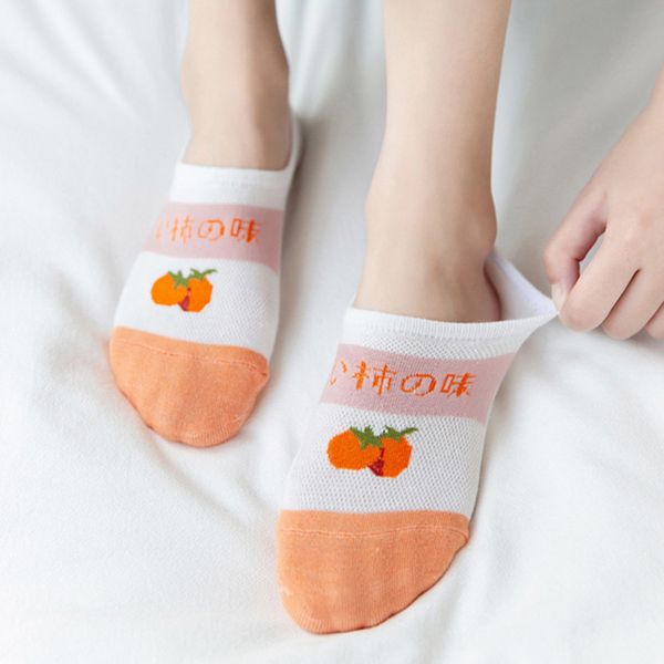 3 paires Modèles de fruits pour femmes chaussettes de bateau peu profondé