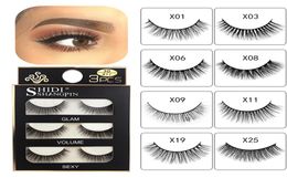 3 Paarslot 3D Valse wimpers Super Natural Long Faux Dikke Mink Hair Eye Lashes Extension Makeup Fake Lash 17 Styles7061636