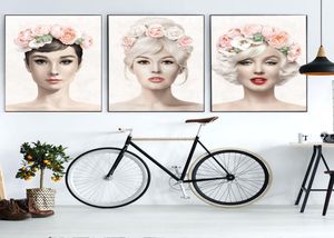 3 panelen Audrey Hepburn Marilyn Posters Prints Wall Art Canvas Olieverf Mode Muur Foto Muurschildering voor Slaapkamer Home Decor5294437