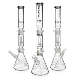 3 parties Bangs de verre de bang de bécheur avec piste de douche Percolatateur Brocaths Bong Pipes d'eau en verre Bong Fumer le namading Pipe d'eau Bubbler Shisha 19 pouces