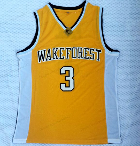 # 3 PAUL jersey de baloncesto universitario de calidad superior negro blanco Wake Forest para hombres jerseys escolares Todo cosido