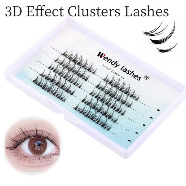 3 PCFalse Eyelashes Cluster Extensión de pestañas Efecto 3D Clusters Volume Lashes Natural 5 Filas Individual Lash Bundles Dovetail Diy Wendy Lashes Z0428