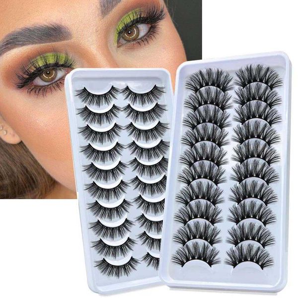 3 PCFalse Eyelashes New 10 Pairs 3D Hair Mink Eyelashes Natural Sucio Pestañas Entrecruzadas Wispy Fluffy False Lashes Extensión Maquillaje de ojos al por mayor Z0428