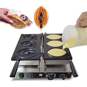 3 pcs forma abalona fabricante de gofres eléctricos con placas extraíbles, panadería hot dog de gofres de vagina no estante, salchicha de chaqueta de forma extraña.