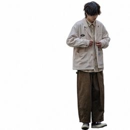 3 pièces automne ensemble hommes femmes vintage veste en velours côtelé LG pantalon chemises à rayures en vrac style coréen automne haute rue costumes décontractés 19Pb #