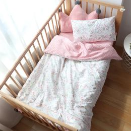 3 pièces ensemble de literie pour berceau bébé linge de lit en coton garçon fille kit de lit comprenant taie d'oreiller drap housse de couette décoration de chambre d'enfants 240313