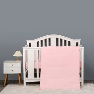 3 pcs ensemble de literie pour bébé bébé couleur rose solide pour les filles, y compris le berceau de berceau de couette, jeu de lit de lit de lit de crèche 240429