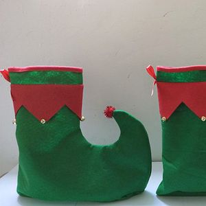 3 pcs Noël parent-enfant de chaussures de chapeau elfe couvre les chaussettes de Noël cadeaux de fête de Noël accessoires de fée verte rouge cosplay