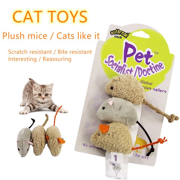 3 PCS Drôle En Peluche Souris Interactive Chat Jouet Populaire En Gros Chat En Peluche Jouet Pet Formation Outil Améliorer L'intelligence pour Chats Jouets