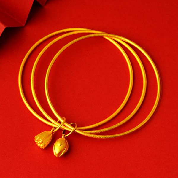 Brazalete de alambre inseparable de 3 piezas, joyería para mujer, oro amarillo de 18 quilates, accesorios de moda clásicos, regalo