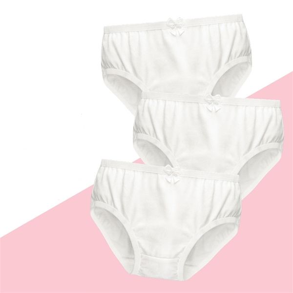 3 PCS / LOTE Ropa interior para niñas Bragas de algodón de color puro Pantalones cortos blancos para niños pequeños Ropa de bebé suave 210622