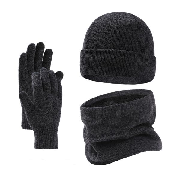 3 pcs/lot écharpes pour hommes chapeaux gants écharpe tricotée chaud laine chapeau gant pour les femmes garder au chaud cadeau de noël