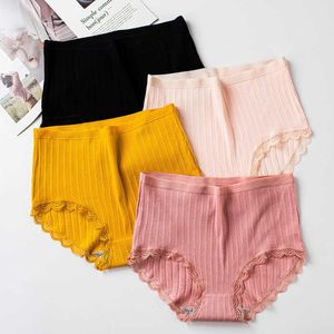 3 pcs/lot sous-vêtements pour femmes culottes en coton doux filles taille haute slips rayé culotte sexy sous-vêtements féminins m-xxl y0823