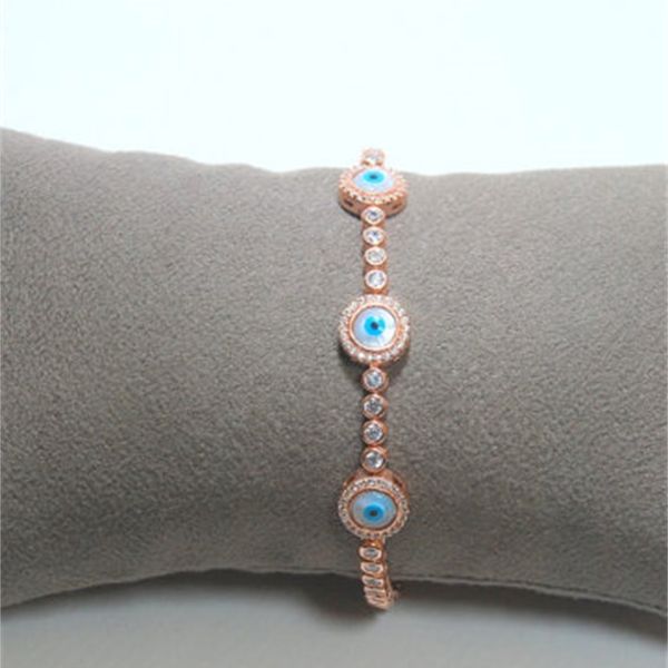3 piezas madre de perla mal de ojo encanto cadena de tenis alta calidad ajustada moda joyería turca pulsera