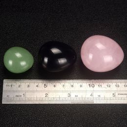 3 pièces rose vert noir cristal oeufs corde Yoni guérison oeufs outil de Massage pelvien Kegel exercice serrage Vaginal Ball222d
