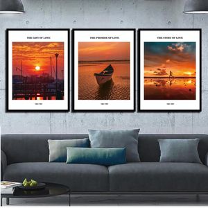 Peinture sur toile avec course au coucher du soleil, 3 pièces, décoration moderne pour la maison, salon, chambre à coucher, peinture imprimée, décor mural, photo