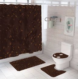 Juego de 3 uds. De cortina de ducha para baño, cubierta impermeable con estampado de alfombrilla para el suelo, cubiertas para asiento de inodoro, decoración del hogar