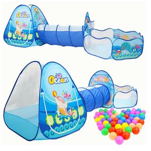 3 PCS / Set Childrens Tente Tensi Tipi Ball Pool For Kids Portable Baby Wigwam Playhouse avec tunnel rampant Baby Ocean Ball Pit Teepee 240415