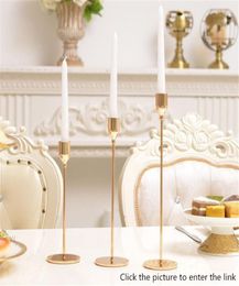 Bougeoir européen en métal doré Simple, ensemble de 3 pièces, décoration de mariage, Bar, fête, salon, décoration de la maison, 9732812