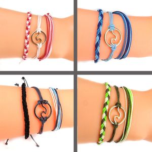 3 UNIDS / Set Nueva Moda Cuerda Hecha A Mano Tejida Sea Wave Vsco Girl Amistad Pulseras Colorido Boho Pulsera Ajustable Joyería para Mujeres Niñas