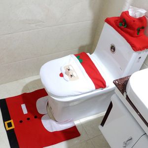 3 PCSSet Santa Claus Badkamer Set Toilethoes en u Tapijten voor Home EL Christmas Decoratie Diy Toiletjaar Decor Navidad 201027