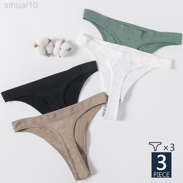 3 pièces/ensemble sans couture G-string tongs femmes culotte brésilienne sous-vêtements taille basse femme sous-vêtements jambe haute coupe culotte Lingerie L220801