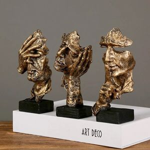 3 PCS Statue Résumé Résine Desktop Ornements Sculpture Miniature Figurines Face Character Nordic Art Crafts Office Home 240509