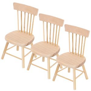 3 pcs tabourets chaises de poupée pour jouets mini chaises en bois de petites décorations de meubles figurines miniatures