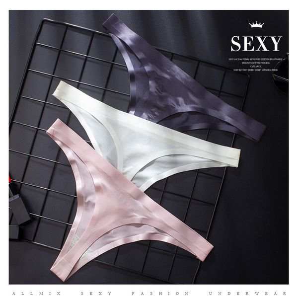 3 PCS femme Satin culotte sans entrejambe Fitness Fille Luxe Sexy Sans Couture Sex String AMOUR Taille Basse Sportif Femmes femmes Sous-Vêtements Strings Coton Lingerie Féminine