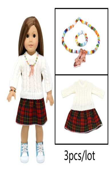 Accesorios de muñecas de niña americana de 3 piezas Accesorios de ropa de muñeca de 18 pulgadas Fits para American Girl Our Generation Journey Girl6585627