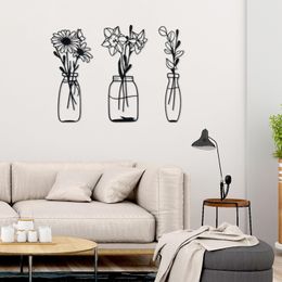 3 piezas de metal flores y jarrones decoración de pared arte minimalista escultura de pared narcisos crisantemo hoja de eucalipto hierro decorativo floral