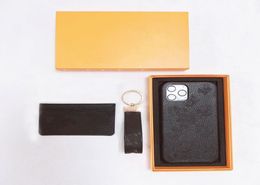 Conjuntos de tarjetas de 3 piezas Keychains para estuches para iPhone Case de teléfonos Fashion Luxury Leather Women Men Men Gift Regal IX14Pro Max con Box 7 CO4072133