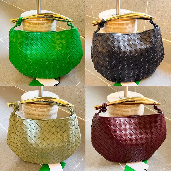 Bolsos intrecciato de calidad de espejo de alta capacidad de lujo Bolsos de hombro cruzados para hombre para mujer Bolsos de mano Bolsos de asa superior de metal Bolso de embrague de tejido de cuero de diseñador