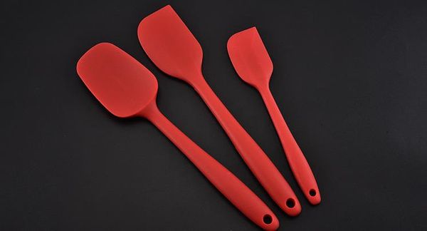 Ensemble de 3 spatules en silicone 600°F Spatules de cuisine en caoutchouc antiadhésif résistant à la chaleur pour la cuisson et la cuisson de qualité professionnelle noir rouge gree