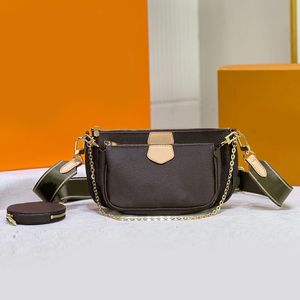 3 Pièces Sac Chaîne Sac Top Qualité Mutil Pochette Sac Designers Femmes Toile Cuir Petit Sac À Main Bandoulière Sacs À Bandoulière Or Avec Sangle Porte-Monnaie Portefeuille Pochette