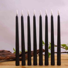 Bougies Led noires avec flamme vacillante, 3 pièces, à piles, sans flamme, décoration de tombe d'halloween, bougies votives d'église