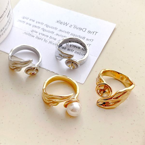 3 pièces en laiton plaqué avec un véritable support de bague irrégulière en or DIY fait des accessoires à la mode de bijoux