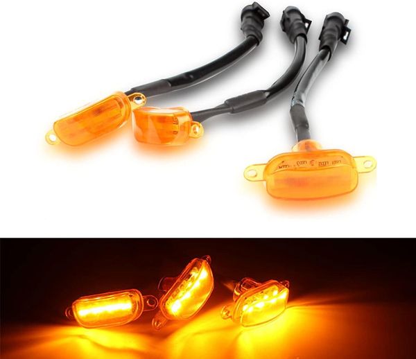 Luces Led de rejilla para coche de 3 piezas, aptas para Ford F150 F250 F350 Raptor 2004-2019/Dodge Ram 1500 2013-2018, lente amarilla Led para parrilla delantera