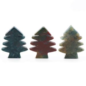 3 stuks Fancy Fasper Healing Crystal Stones Hanger Mini Christmas Tree Desk Ornament Pocket Stone Home Office Kerstdecoratie