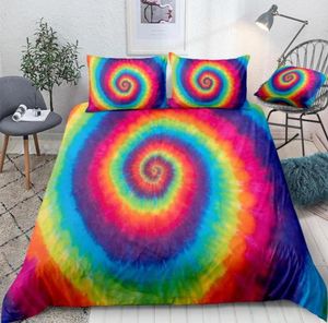 3 pièces Hippie Rainbow Tie Dye Liberter Colorful Microfibre Coup de couette Set Lit Queen Lit 3pcs Tie Tyd Home Textiles DUSHING3083874