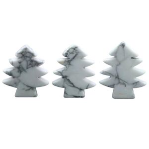 3 pièces Howlite guérison cristal pierres pendentif Mini arbre de noël bureau ornement poche pierre maison bureau décoration de noël