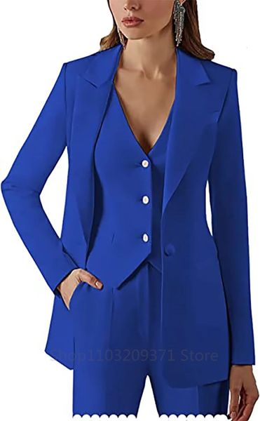 3 pièces grande taille femmes costume ensemble revers Blazer affaires veste gilet pantalon bureau dame pantalons formel fête robe de bal 240108