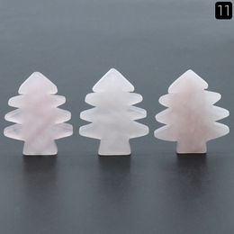3 stuks Rose Quartz Healing Crystal Stones Hanger Mini Christmas Tree Desk Ornament Pocket Stone Home Office Kerstdecoratie
