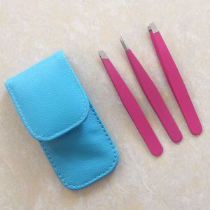 Nieuwe 3 stks roestvrijstalen wenkbrauw tweezer set 9.6 cm Slant Tip punt Tip Flat Tip Rose Pincet voor Haarverwijdering Gezicht Schoonheid