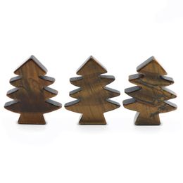 3 pi￨ces Tiger Eye gu￩rison Crystal Stones Pendant Mini Christmas Tree Bureau Ornement Pocket Stone Bureau ￠ la maison D￩coration de No￫l
