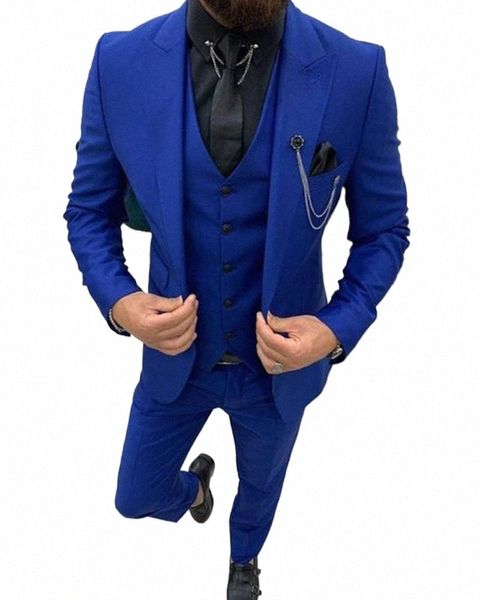 3 pièces mariage hommes costumes simple boutonnage pic revers blazer veste gilet pantalon élégant marié busin costume homme pour la fête v4v5 #