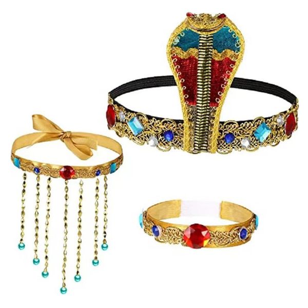 3 pièces Bandeau de perle de serpent égyptien pour femmes pour la fête Masquerade