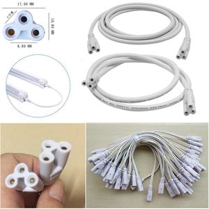 Conector de accesorios de tubo LED de 3 pines, 20cm, 30cm, 50cm, 100cm, 150cm, trifásico, T4, T5, T8, iluminación de lámpara Led, Cable de conexión de doble extremo