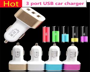 3-poorts USB-autoladeradapter DC 5V 21A 2A 1A Snellaadvoeding Universeel voor Iphone 13 Pro 12 Mobiele telefoon Mobiele telefoons8270950