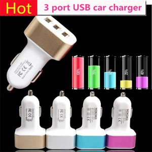 Adaptateur chargeur de voiture USB 3 ports DC 5V 2.1A 2A 1A Alimentation de charge rapide universelle pour Iphone 13 Pro 12 Téléphone portable Téléphones mobiles Smartphone Tablet PC